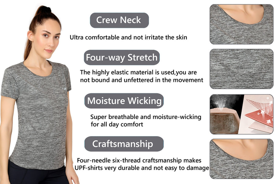 TRASA Women's Gym Sports Western Wear T-Shirt - Grey