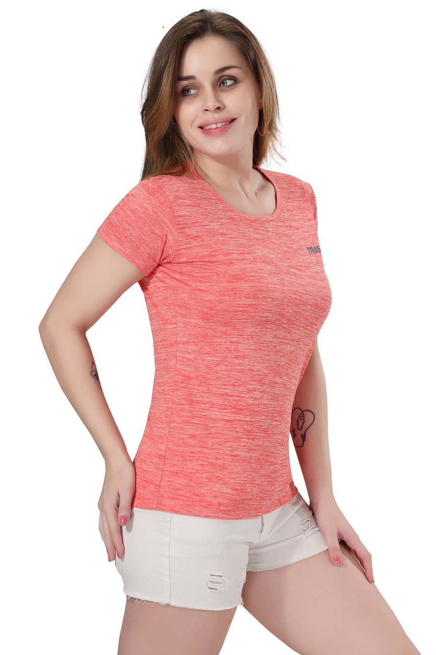 TRASA Women's Gym Sports Western Wear T-Shirt - Orange