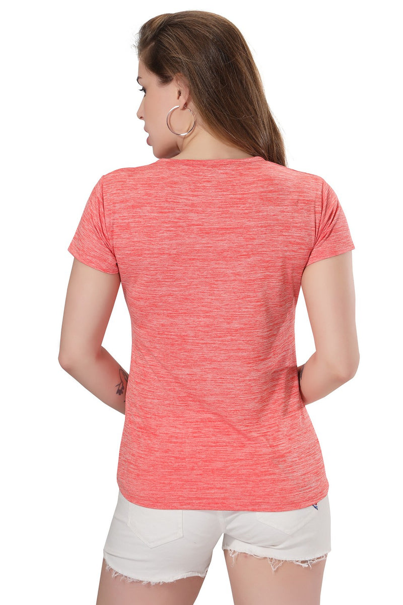 TRASA Women's Gym Sports Western Wear T-Shirt - Orange