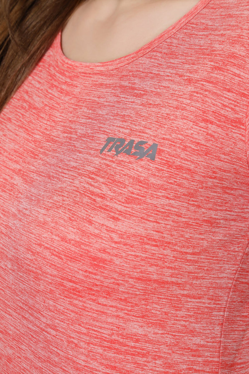 TRASA Women's Gym Sports Western Wear T-Shirt - Orange