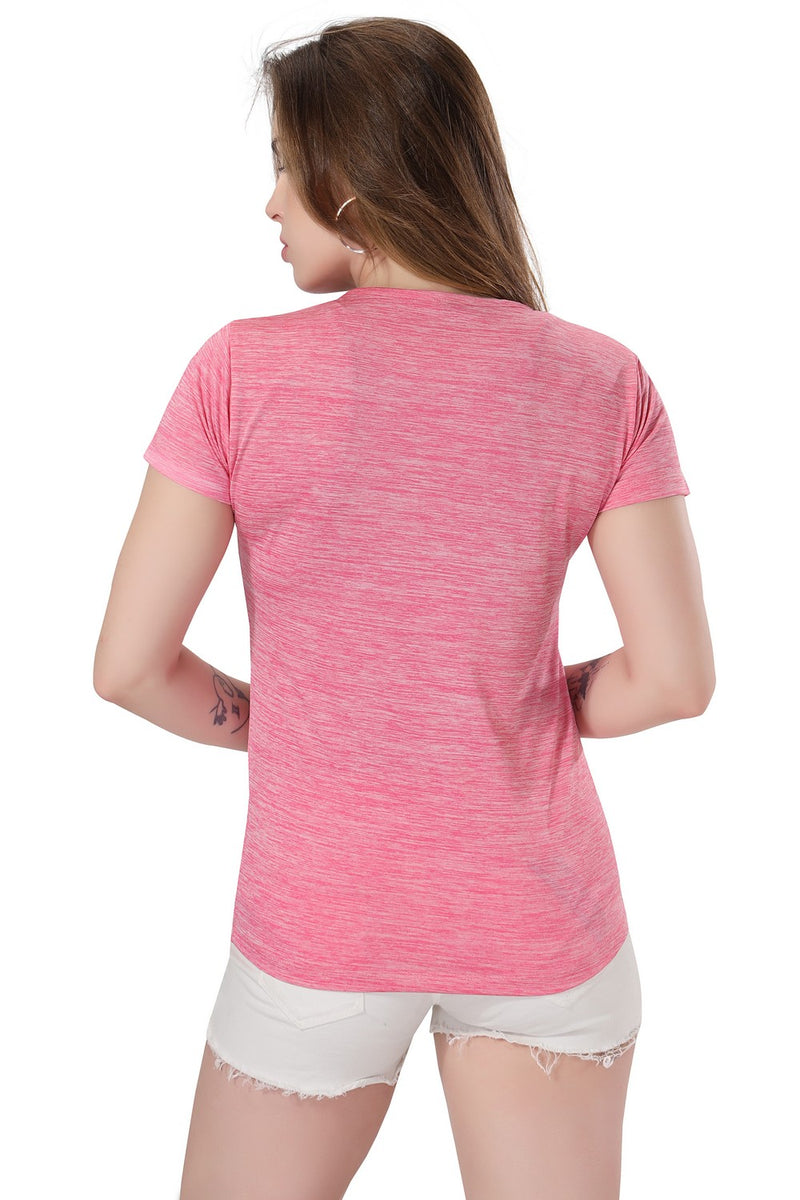 TRASA Women's Gym Sports Western Wear T-Shirt - Pink