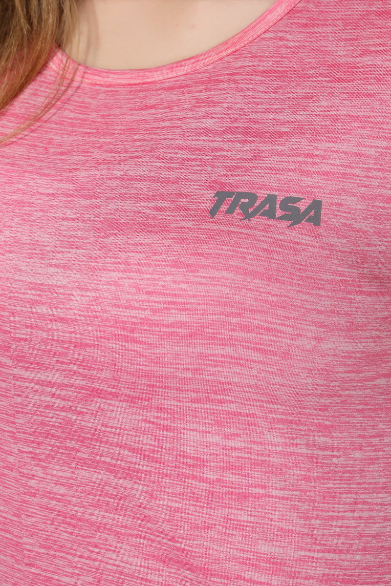 TRASA Women's Gym Sports Western Wear T-Shirt - Pink