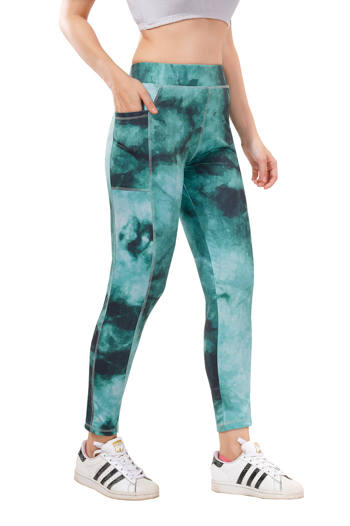 TRASA Active High Waist Printed Yoga Pants for Women's  - Green Camouflage,