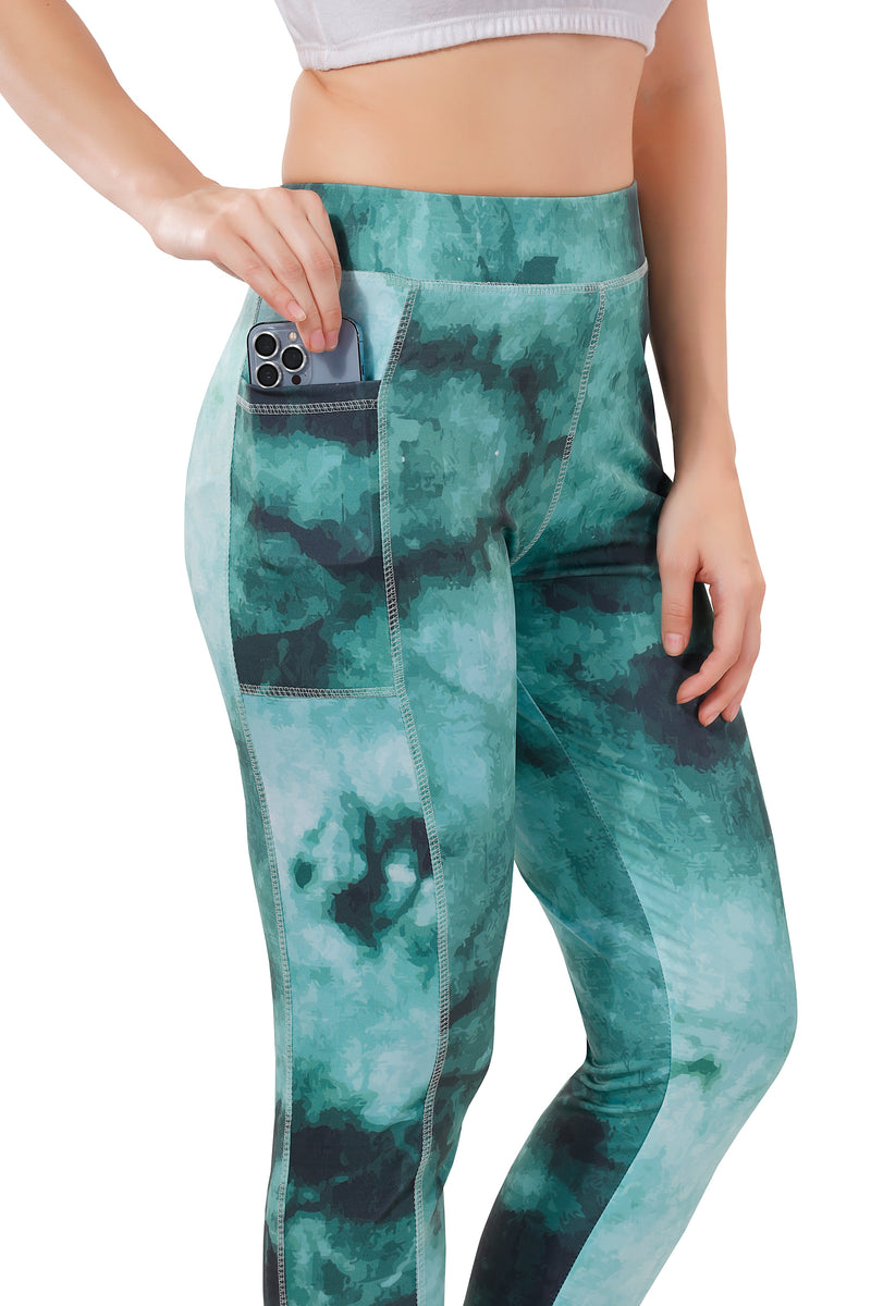 TRASA Active High Waist Printed Yoga Pants for Women's  - Green Camouflage,