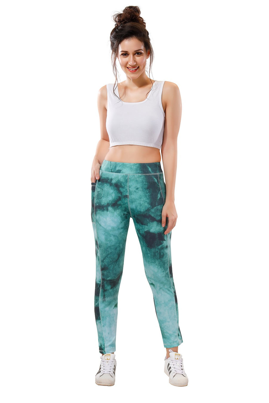 TRASA Active High Waist Printed Yoga Pants for Women's  - Green Camouflage,