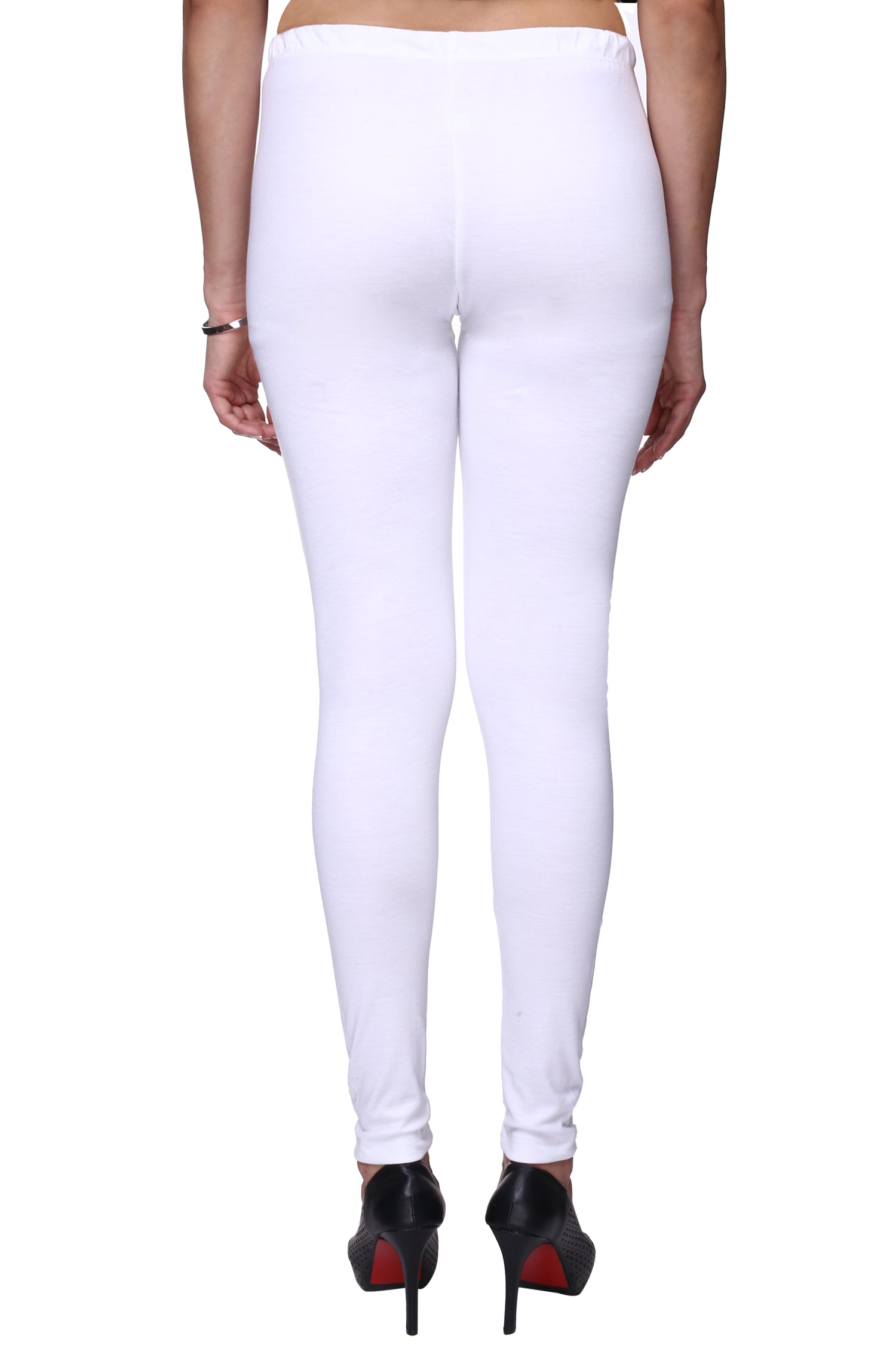 TRASA Women's Cotton Slim Fit Churidar Leggings White