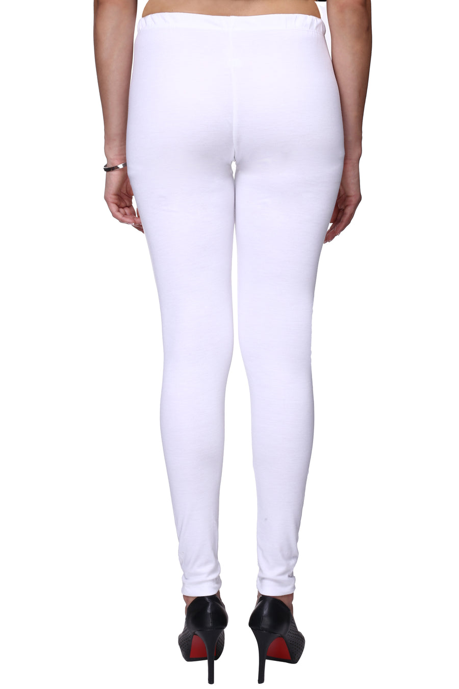 TRASA Women's Cotton Slim Fit Churidar Leggings - White