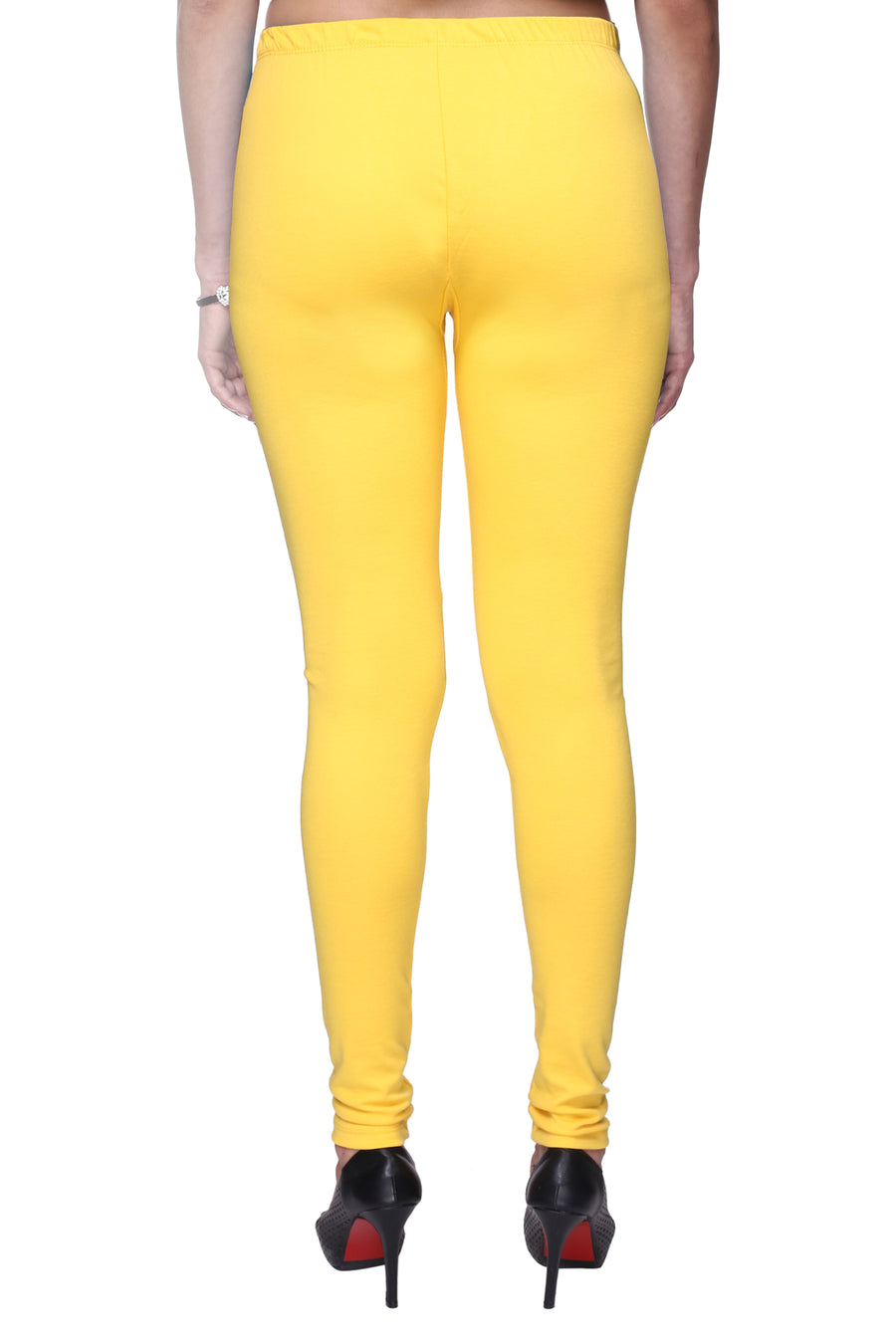 TRASA Women's Cotton Slim Fit Churidar Leggings - Yellow