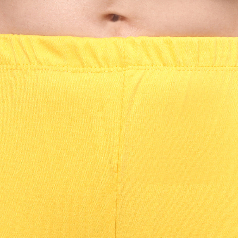 TRASA Women's Cotton Slim Fit Churidar Leggings - Yellow