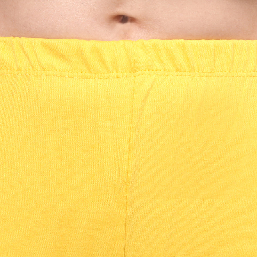 TRASA Women's Cotton Slim Fit Churidar Leggings - Yellow