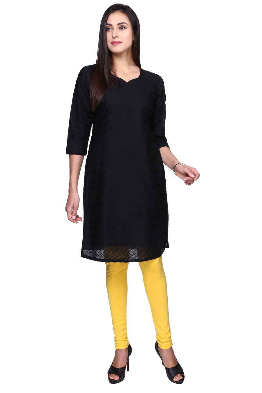 TRASA Women's Cotton Slim Fit Churidar Leggings - Yellow