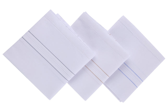 Trasa Men's Handkerchiefs 100% Cotton Classic Hankies - Pack of 3