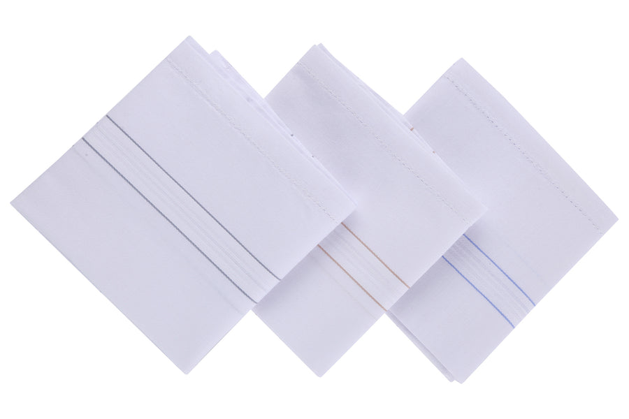 Trasa Men's Handkerchiefs 100% Cotton Classic Hankies - Pack of 3