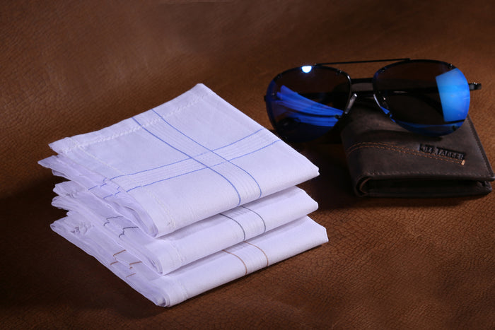 Trasa Men's Handkerchiefs 100% Cotton Classic Hankies - Pack of 3