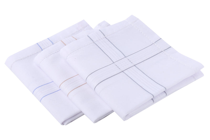 Trasa Men's Handkerchiefs 100% Cotton Classic Hankies - Pack of 3