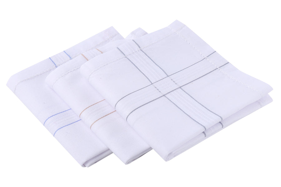 Trasa Men's Handkerchiefs 100% Cotton Classic Hankies - Pack of 3