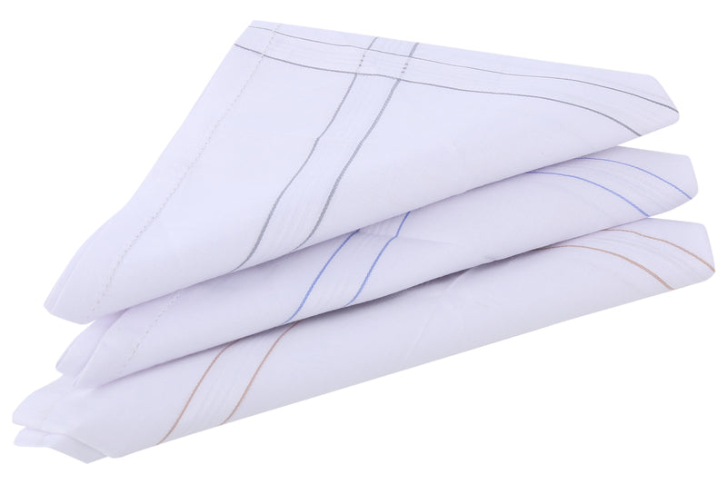 Trasa Men's Handkerchiefs 100% Cotton Classic Hankies - Pack of 3